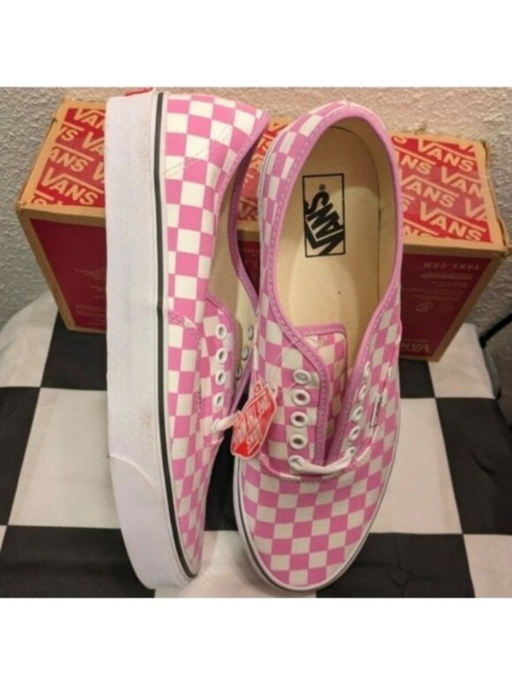 Vans Authentic Checkerboard Men Size 11.5 Orchid and White Pink 0826 - Picture 6 of 11